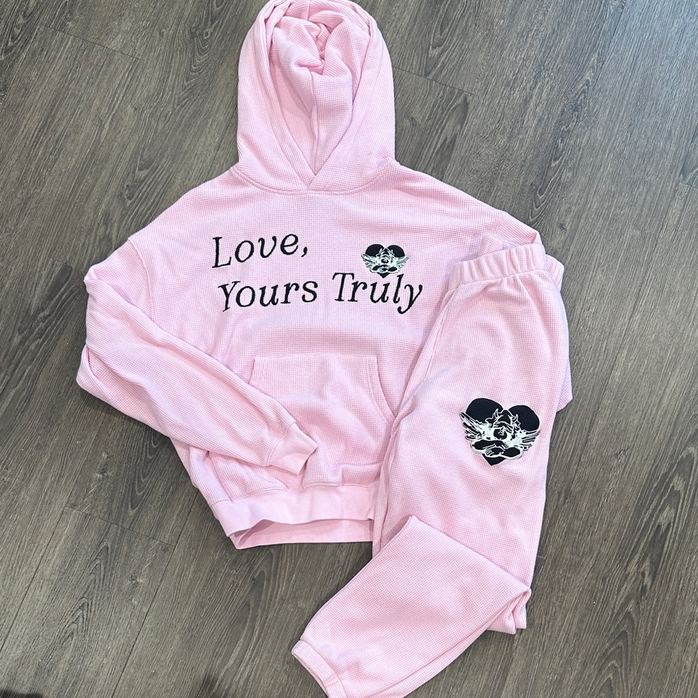 Boys Lie Pink Hoodie and Sweatpants Yours Truly Waffle Set